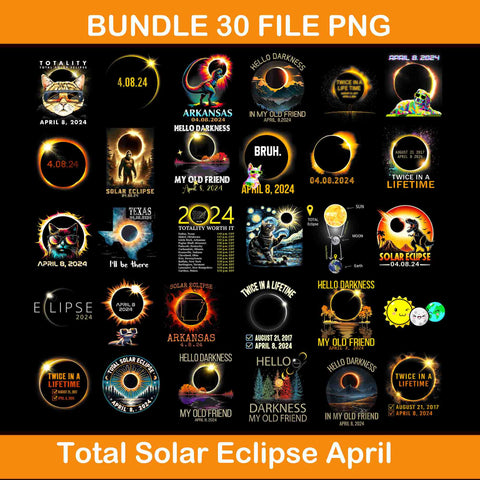 Bundle Total Solar Eclipse Cat Totality April 8 2024 Png, Hello Darkness My Old Friend Solar Eclipse April 08 Png, Solar Eclipse April Png