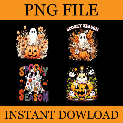 Spooky Season Pumpkin Fall Autumn PNG, Spooky Season Ghost PNG, Ghost Halloween PNG