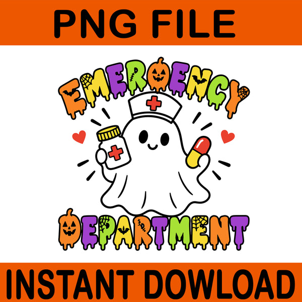 Emergency Department Halloween PNG, Cute Ghost Nurse Doctor Design, Spooky ER Medical Staff Shirt, Emergency Department Svg, Ghost Nurse Svg