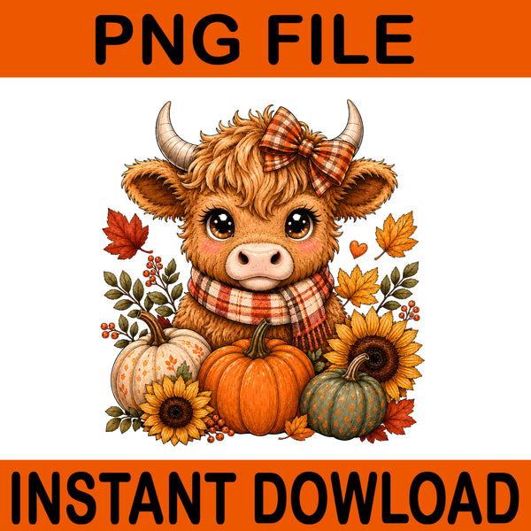 Howdy Fall PNG, Highland Cow Coquette Pumpkin Spice Autumn Fall png,Highland Cow Sublimation, Pumpkin Farmhouse Png, Cow Fall Coffee Png