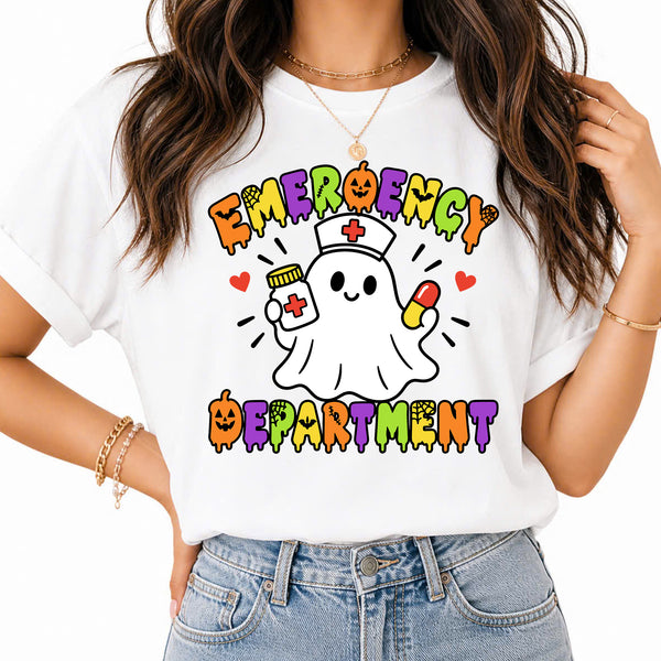Emergency Department Halloween PNG, Cute Ghost Nurse Doctor Design, Spooky ER Medical Staff Shirt, Emergency Department Svg, Ghost Nurse Svg