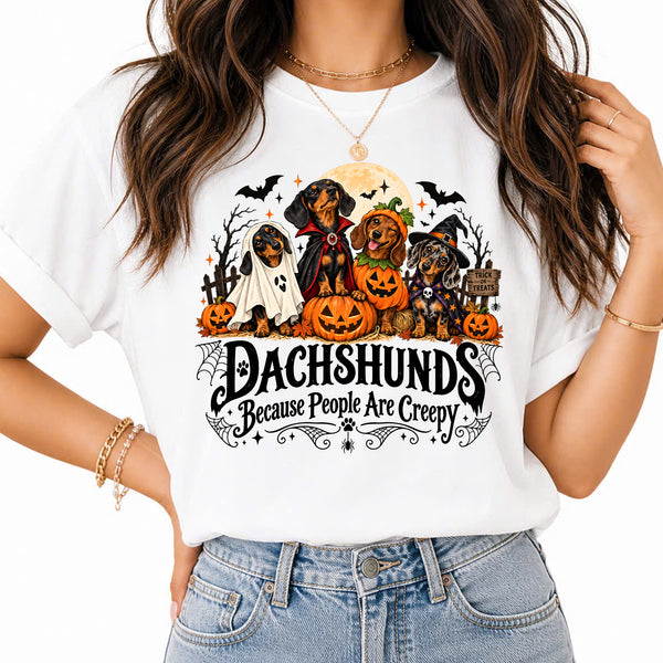 Dachshunds Because People Are Creepy Png, Dachshunds Ghost Png, Dachshunds Dog Ghost Halloween png, Halloween Dogs PNG, Halloween Dog