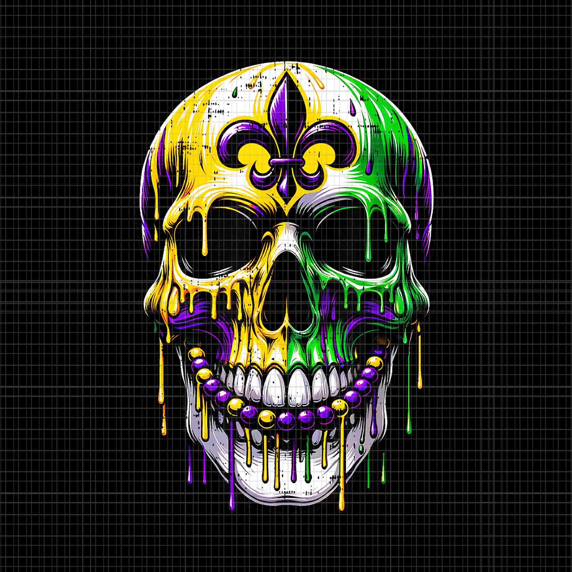 Fleur De Lis Mardi Gras Skulls Png, Mardi Gras Skulls Png, Skull Png