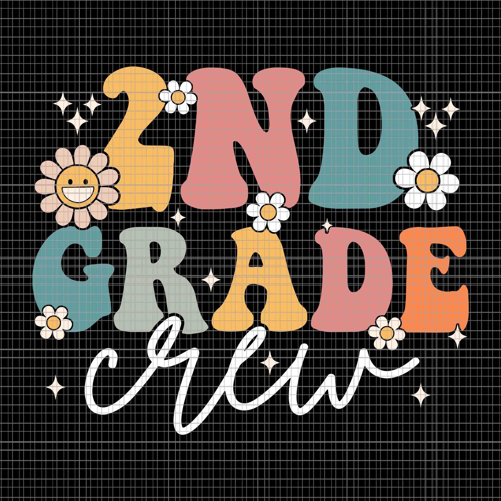 First Day Of 2nd Grade Crew Groovy Back To School Teacher Svg, 2nd Grade Crew Svg, Back To School Svg