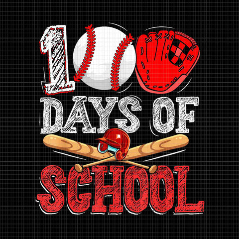 100 Days Of School Baseball Png, 100th Day Student Png, School Baseball Png