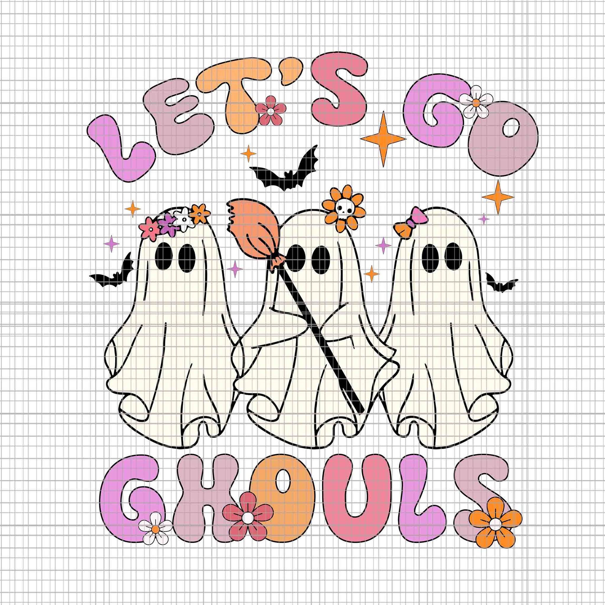 Let's Go Ghouls Halloween Ghost Retro Groovy Svg, Let's Go Ghouls Halloween Svg, Halloween Ghost Svg, Halloween Svg