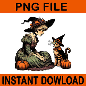 Cat Mom Witch Pumpkin Halloween PNG