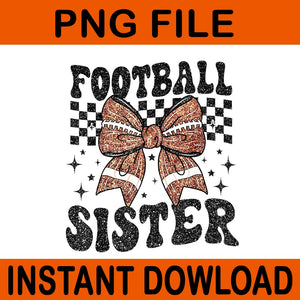 Coquette Bow Football Sister Game Day PNG