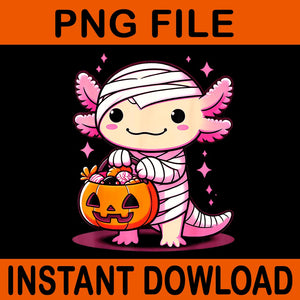 Cute Pink Axolotl Halloween PNG