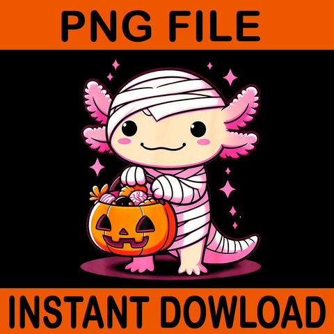 Cute Pink Axolotl Halloween PNG