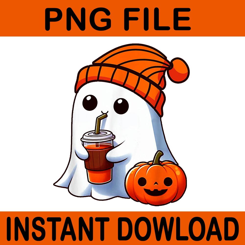  Ghost Drinking Pumpkin Halloween PNG