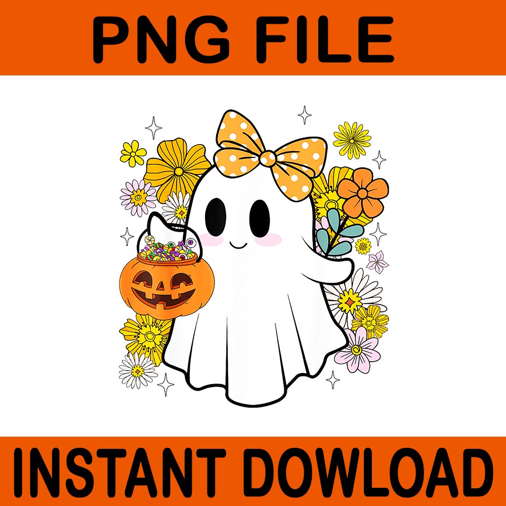  Ghost Floral Trick Or Treat Halloween PNG