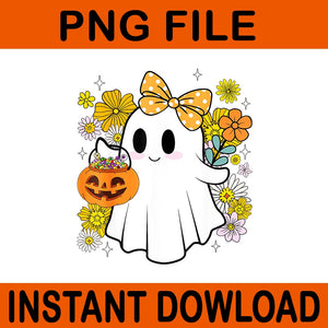  Ghost Floral Trick Or Treat Halloween PNG