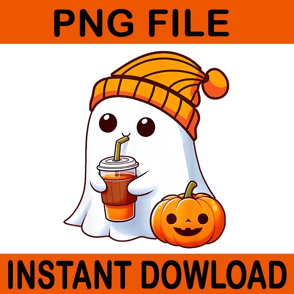  Ghost drinking Pumpkin Halloween PNG