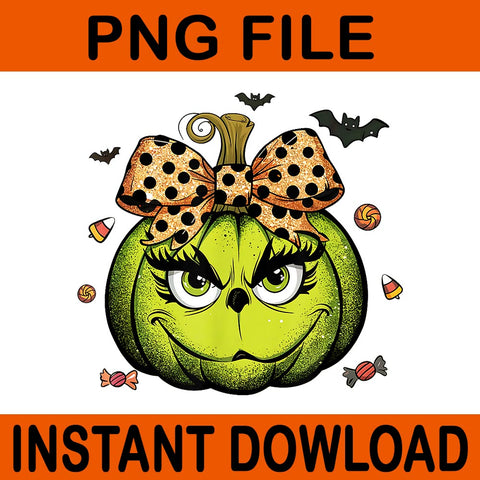 Grinc Pumpkin Coquette Halloween Spooky Season PNG