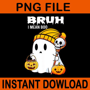 Halloween Bruh Ghost Boo Skull Pumpkin PNG