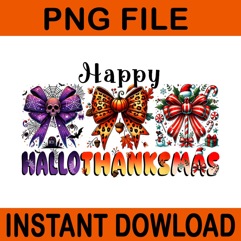 Halloween Thanksgiving Christmas HalloThanksMas Coquette Bow PNG