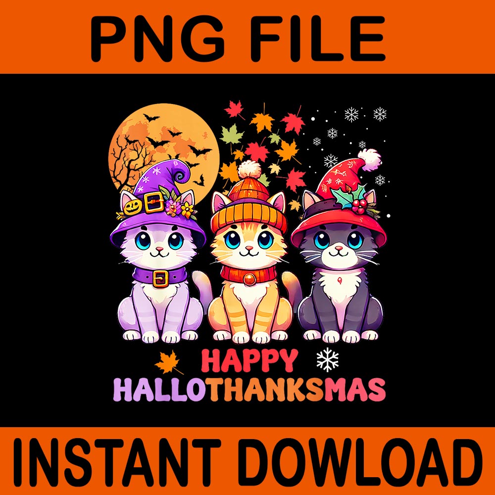  Happy HalloThanksMas Cats Halloween PNG