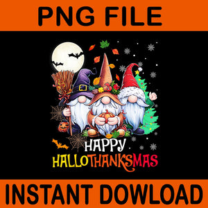 Happy Hallothanksmas Gnomes Lover Halloween Merry Christmas PNG