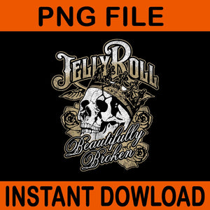 Jelly Roll Beautifully Broken Skull PNG