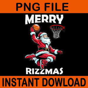 Merry Rizzmas Christmas PNG, Santa Claus Basketball PNG