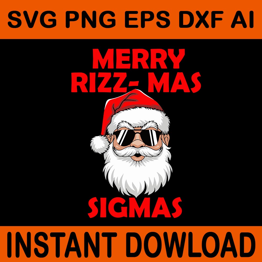 Rizz The Season Santa Svg, Merry Christmas Bruh Santa Svg, Merry Rizzmas Sigmas Svg