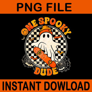 One Spooky Dude Halloween Groovy Boo Skate PNG