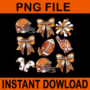 Orange Coquette Bow Football Game Day PNG