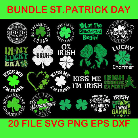 Bundle St Patrick's Day Svg, 20 Patrick's Day Bundle Svg, Bundle Irish Svg, Shamrock Svg