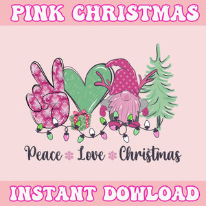 Peace Love Christmas Svg, Pink Christmas Svg, Pink Winter Svg, Pink Santa Svg, Pink Santa Claus Svg, Christmas Svg