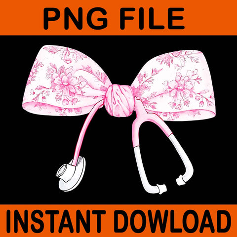 Pink Coquette Nurse Stethoscope Bow Nurse PNG