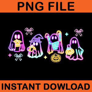 Retro Cute Coquette Halloween Neon Ghost Spooky PNG