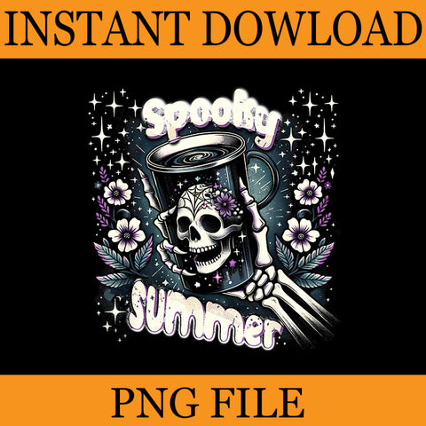 Retro Spooky Summer Skeleton Ice Coffee PNG, Spooky Summer Skeleton PNG