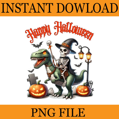 Spooky Ghoul Summer PNG, Skeleton And Dinosaur Halloween PNG