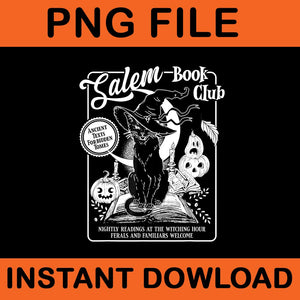 Salem Witch Book Club Halloween Black Cat PNG