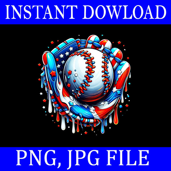 Baseball Drip Ice Cream Sprinkles 4th Of July Baseball Glove PNG