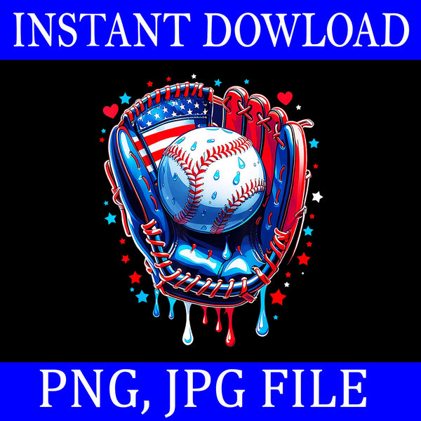 Baseball Drip Ice Cream Sprinkles 4th Of July Baseball Glove PNG