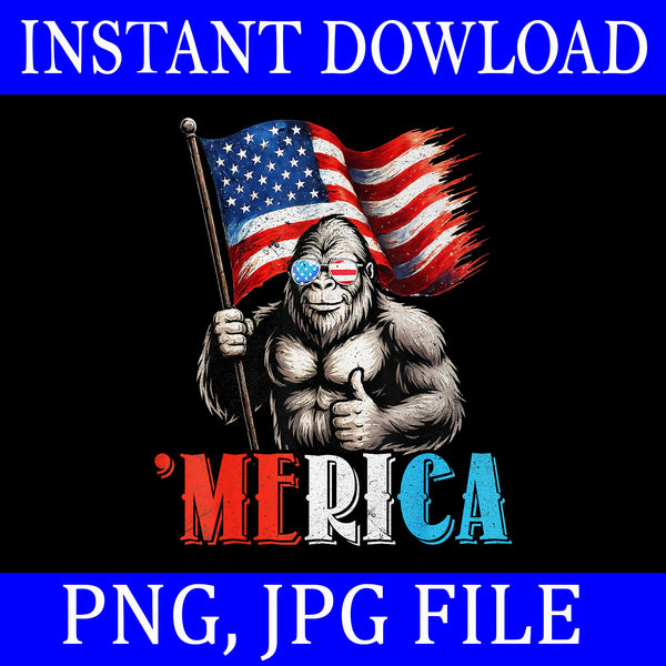 Bigfoot Rock Sasquatch 4th Of July PNG, Bigfoot 4th Of July PNG