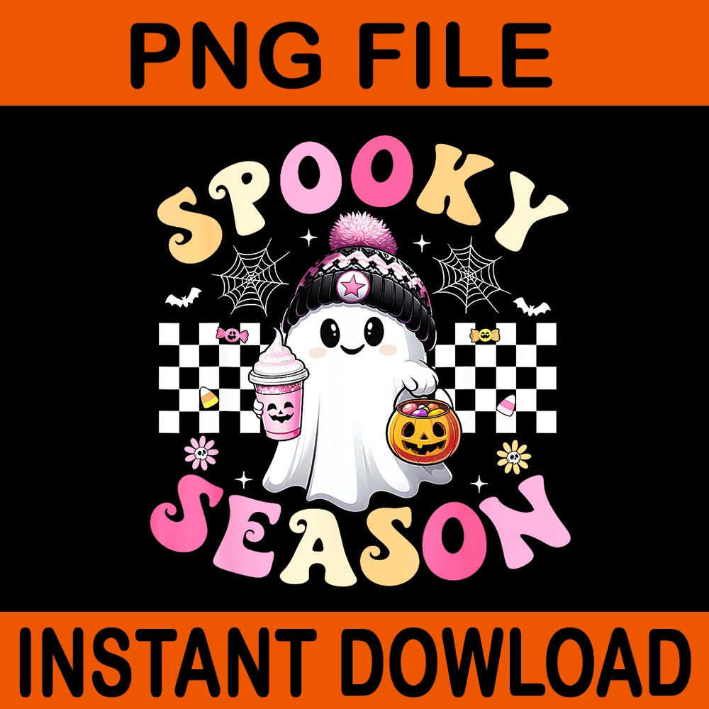 Groovy Retro Spooky Season Retro Ghost Halloween PNG