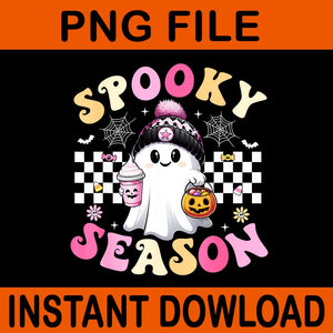 Groovy Retro Spooky Season Retro Ghost Halloween PNG