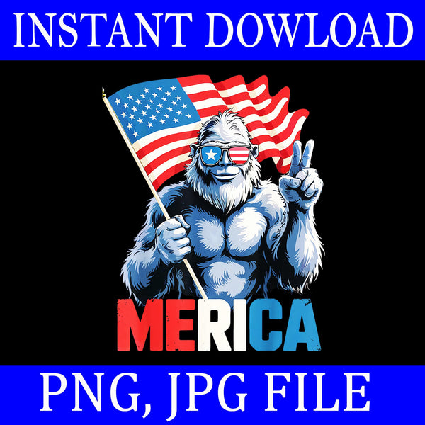 Bigfoot Rock Sasquatch 4th Of July PNG, Bigfoot 4th Of July PNG