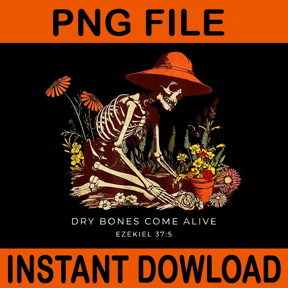 Dry Bones Come Alive Funny Skeleton Flower PNG