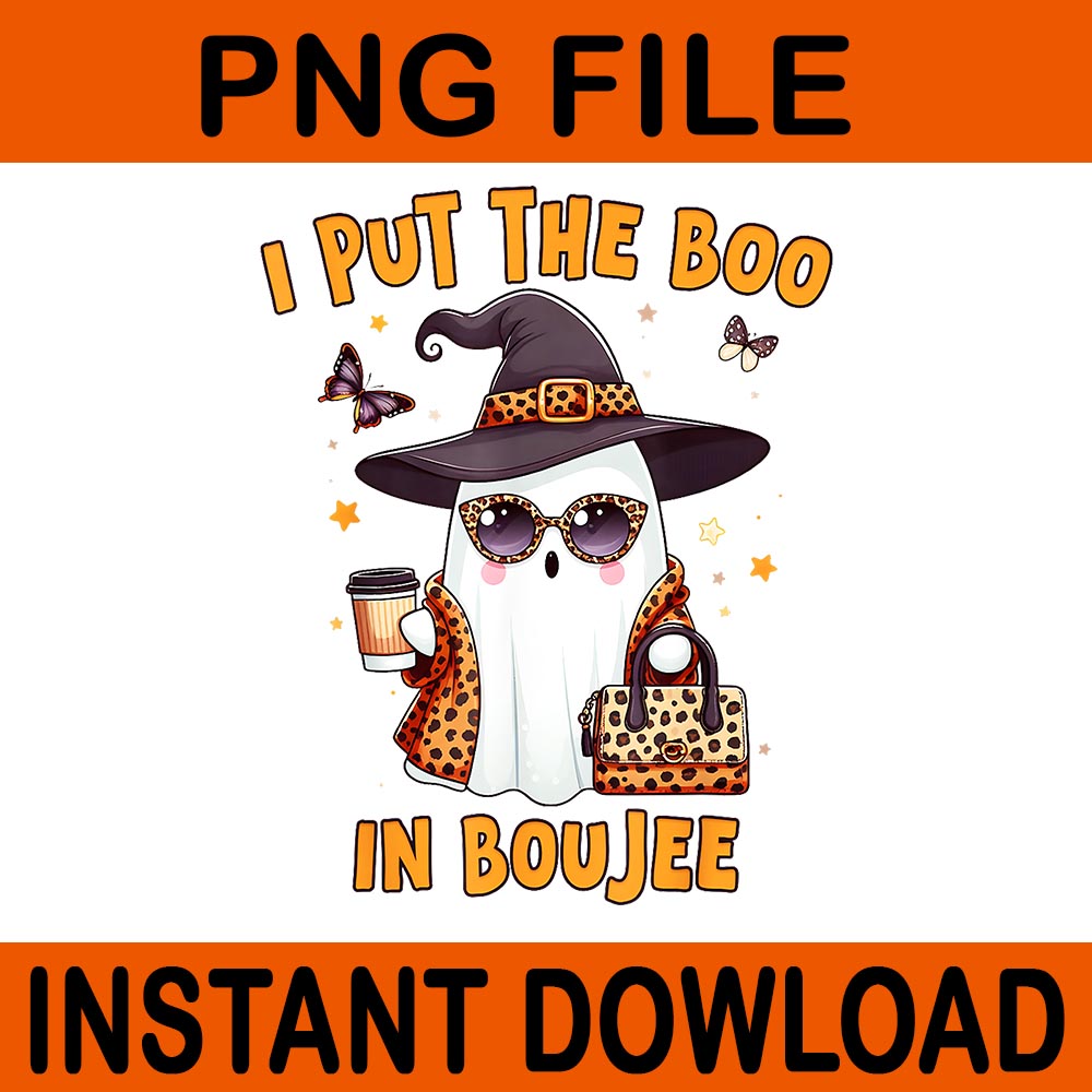 I Put The Boo In Boujee Coquette Bow Ghost Halloween PNG