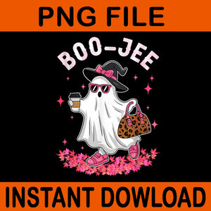 Boo Jee Ghost Halloween Leopard Coffee PNG