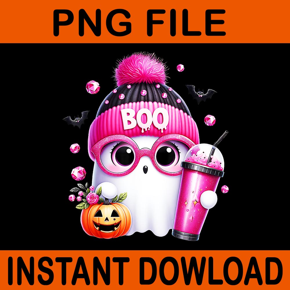 Cute Pink Ghost Boo Halloween PNG