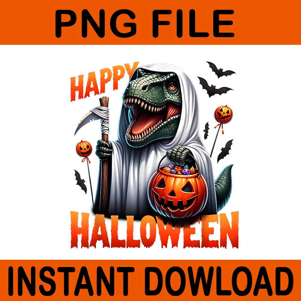 Pumpkin Halloween Skeleton Riding Mummy Dinosaur Trex PNG