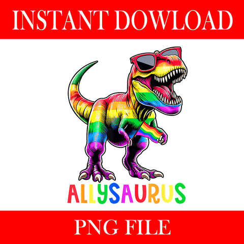 Dinosaur Rainbow Flag Ally LGBT PNG,  Allysaurus LGBT Pride PNG