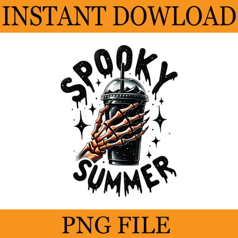 Retro Spooky Summer Skeleton Ice Coffee Summer PNG, Spooky Summer Skeleton PNG