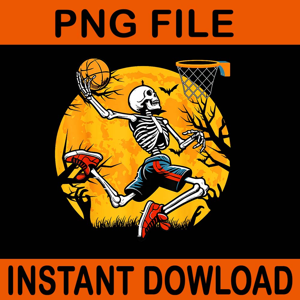 Basketball Skeleton Halloween PNG, Basketball Spooky Skeleton PNG