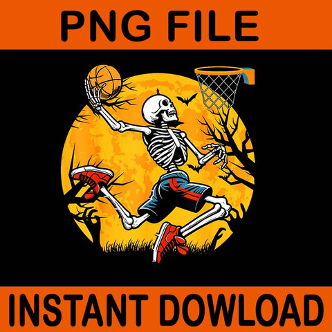 Basketball Skeleton Halloween PNG, Basketball Spooky Skeleton PNG